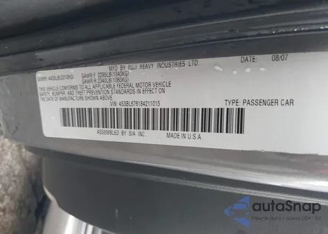 2008 Subaru Legacy Gt Limited from USA, damaged, VIN 4S3BL676184211015